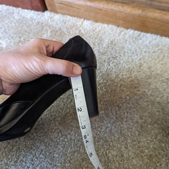 michael toschi black suede and patent leather chunky heel shoes sz 39 euc - Picture 7 of 7